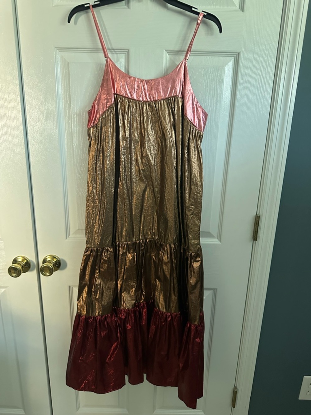 NWT FARM Rio Metallic Tiered Dress